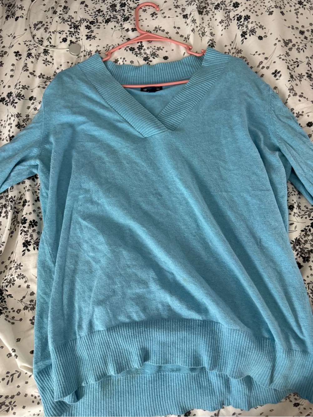 Light Blue V-Neck Women's Sweater